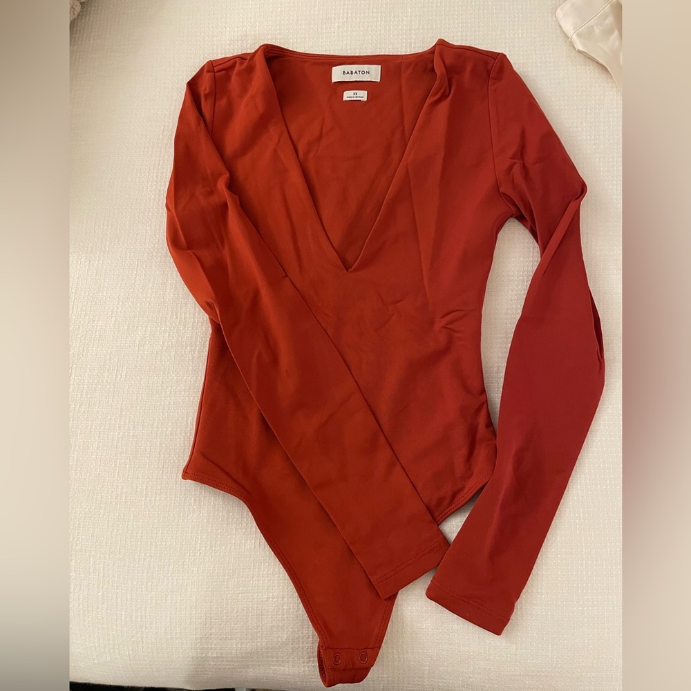 Babaton Aritzia | Contour V-Neck Longsleeve Bodysuit